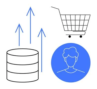 Data Growth and Digital Commerce with User Profile Illustrazione stock