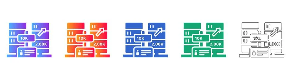 Data Growth and Server Performance Icons Stockillustratie