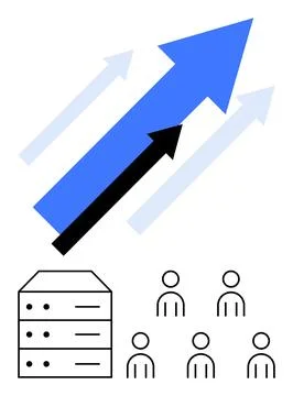 Data Growth and Team Collaboration Boosts Organizational Performance Stock Illustration