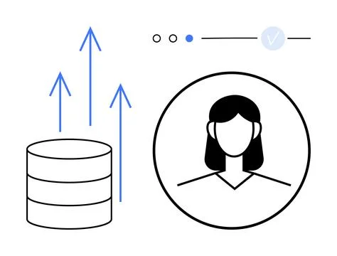 Data Growth and User Management with Female Avatar and Progress Indicators Stock Illustration