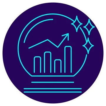 Data Growth Forecasting Icon. Minimalistic neon outline Stock Illustration