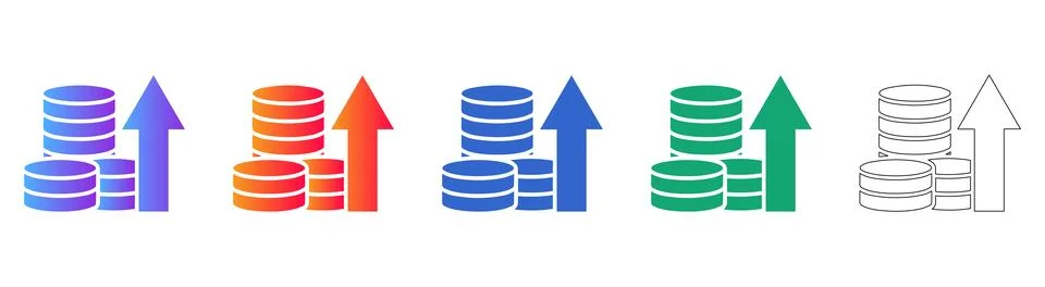 Data Growth Icon Set Stock Illustration