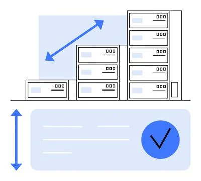 Data Growth Illustrated by Increasing Server Storage Capacity and Rising Arro Illustrazione stock