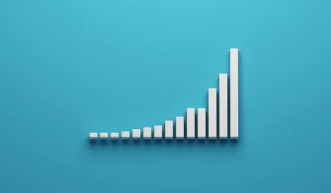 Data Growth number of total cases graph. 3D Render illustration Illustrazione stock