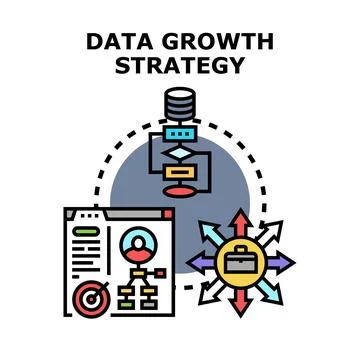 Data growth strategy planning process illustration Stock Illustration