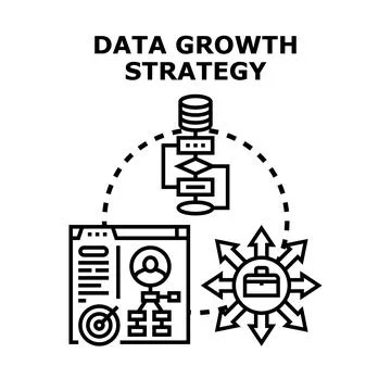 Data growth strategy planning process illustration Stock Illustration