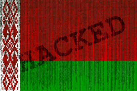 Data Hacked Belarus flag. Belorussian flag with binary code. 스톡 사진