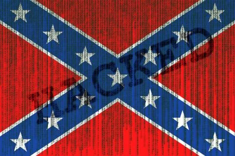 Data Hacked Confederate flag. Confederation flag with binary code. Stock Photos