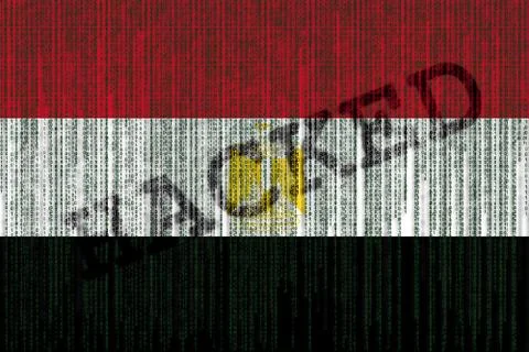 Data Hacked Egypt flag. Egyptian flag with grunge texture. Stock Illustration