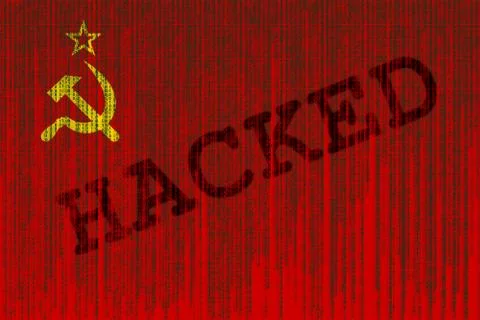 Data Hacked USSR flag. Soviet Union flag with binary code. Foto stock