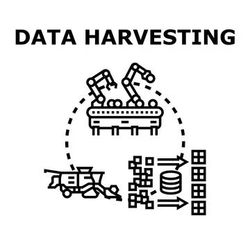 Data harvesting collecting digital information processing concept 스톡 일러스트