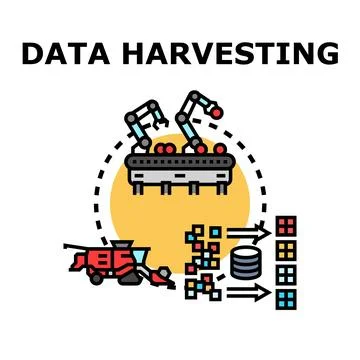 Data harvesting collecting digital information processing concept Stockillustratie
