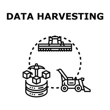 Data harvesting process collecting digital information concept Stock Illustration