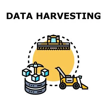 Data harvesting process collecting digital information concept Illustrazione stock