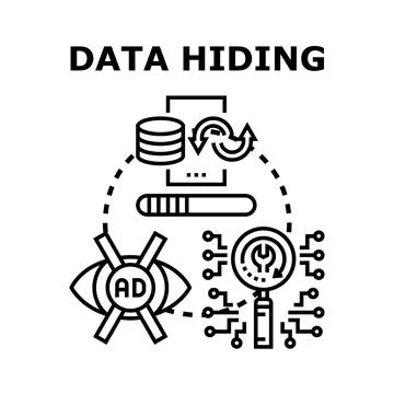 Data hiding protecting information and privacy online Stock Illustration