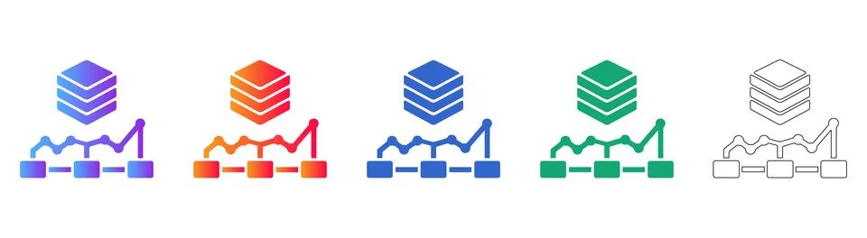 Data Hierarchy and Flow Chart Icons Stock Illustration