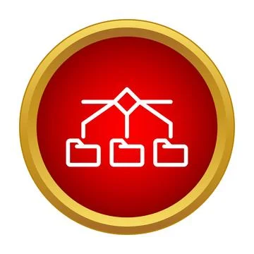 Data hierarchy organizing folders in red circular icon Stockillustratie
