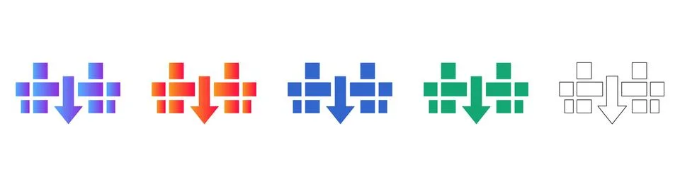 Data Hierarchy Structure Flow Icons 库存插图