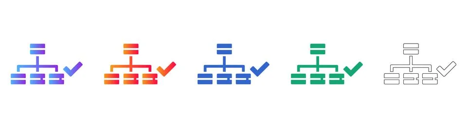 Data Hierarchy Structure Icon Set 库存插图