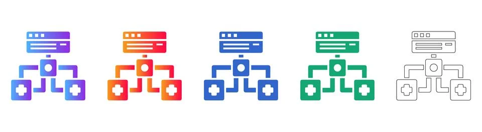Data Hierarchy Structure Icon Set イラスト素材