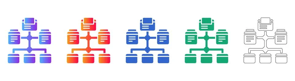 Data Hierarchy Structure Icon Set イラスト素材