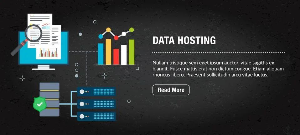 Data hosting concept banner for internet. Stock Illustration