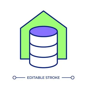 Data house line color icon Stock Illustration