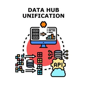 Data hub unification processing big data management system イラスト素材