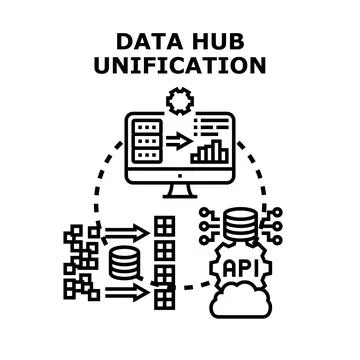 Data hub unification processing big data management system Stock Illustration