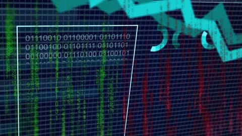 Data HUD animating after grid and waveform appearing, parsing binary, rising Stock Footage 334337840