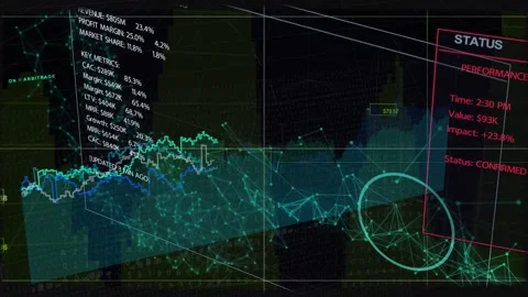 Data HUD receiving live feed, panels sliding, lines forming, ring tracking Stock Footage 334883521