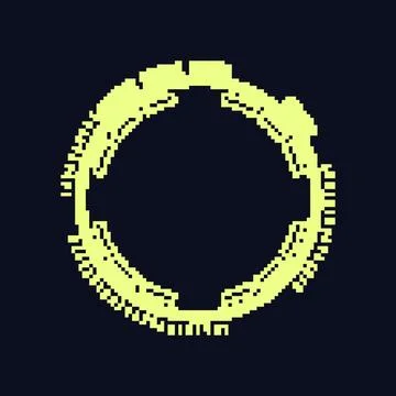Data hud round frame pixel art vector illustration Stock Illustration