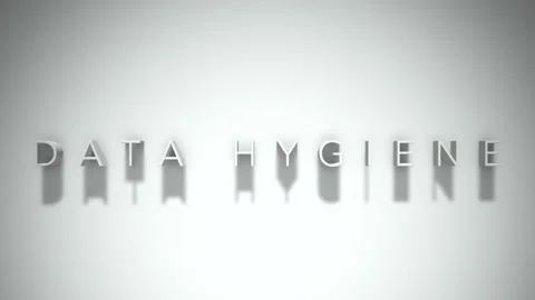 Data hygiene 3D title animation white text on a white background Stock Footage 299429528