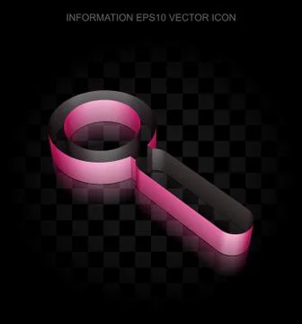 Data icon: Crimson 3d Search made of paper, transparent shadow, EPS 10 vector 스톡 일러스트