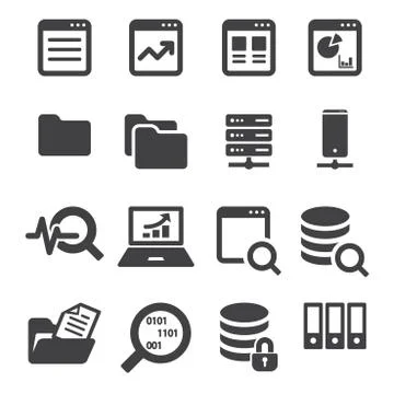 Data icon set Illustrazione stock