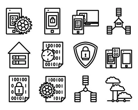 Data Icon Set Stock Illustration