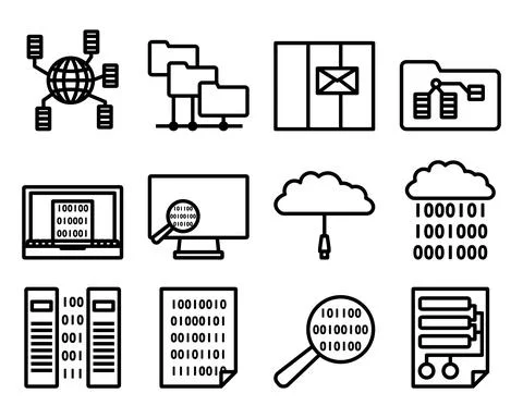 Data Icon Set Stock Illustration