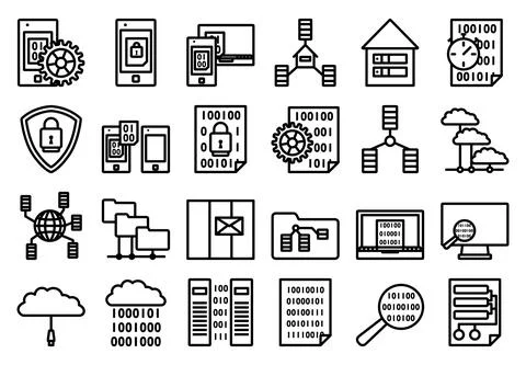 Data Icon Set Stock Illustration