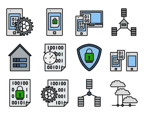 Data Icon Set Stock Illustration