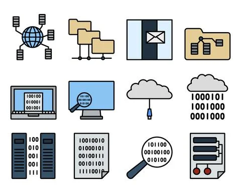 Data Icon Set Stock Illustration