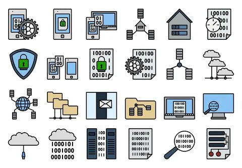 Data Icon Set Stock Illustration