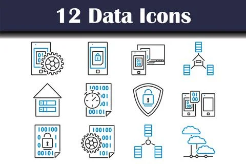Data Icon Set Stock Illustration