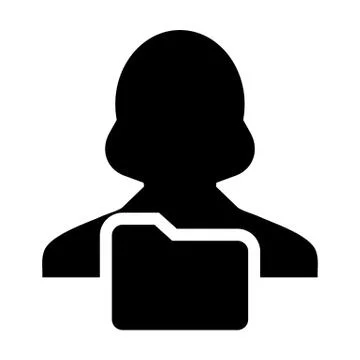 Data icon vector with female person profile avatar folder symbol for information 스톡 일러스트