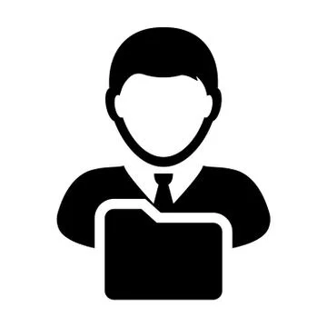 Data icon vector with male person profile avatar folder symbol for information Stock Illustration
