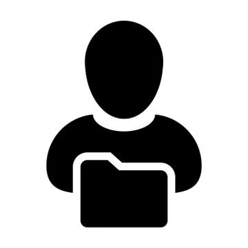 Data icon vector with male person profile avatar folder symbol for information Stock Illustration