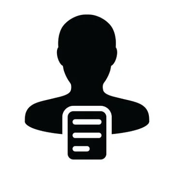 Data icon vector male person profile avatar with document symbol for business Stockillustratie
