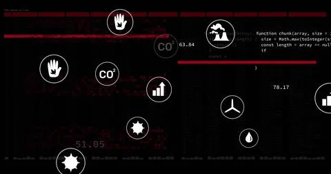 Data icons shifting on dashboard, receiving live feed, animating red bars and Stock Photos