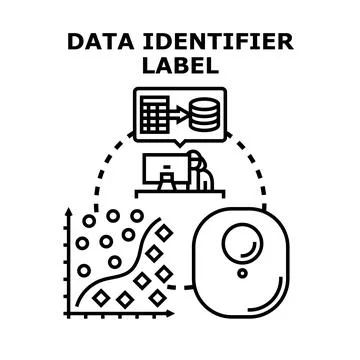 Data identifier label concept for analysis 스톡 일러스트