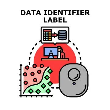 Data identifier label concept for analysis 스톡 일러스트