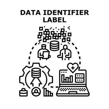 Data identifier label concept for secure information 스톡 일러스트